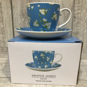 Draper James RSVP Blue & White Floral Tea Cup and Saucer Set NEW IN BOX
